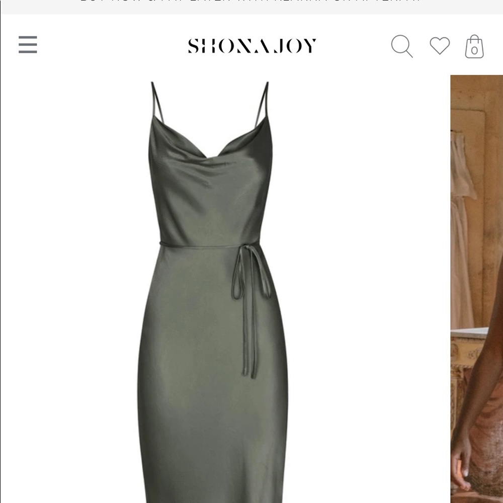 Shona Joy Olive Green Silk Dress
